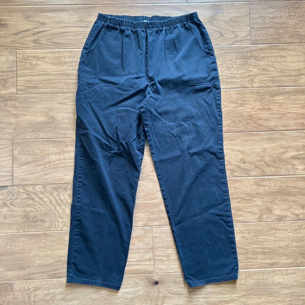 Denim & Co. Elastic Waist Pull On Jeans Size M Charcoal/Black